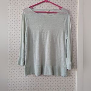 💚 Eileen Fisher green light sheer knit shirt women's size S/P